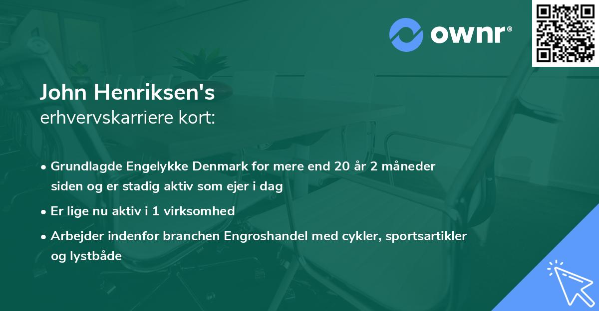 John Henriksen's erhvervskarriere kort