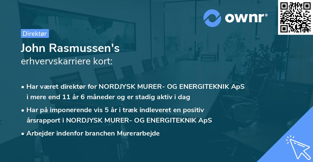 John Rasmussen's erhvervskarriere kort