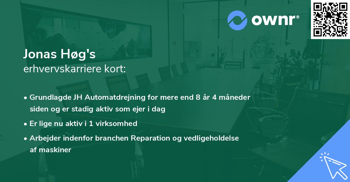 Jonas Høg's erhvervskarriere kort