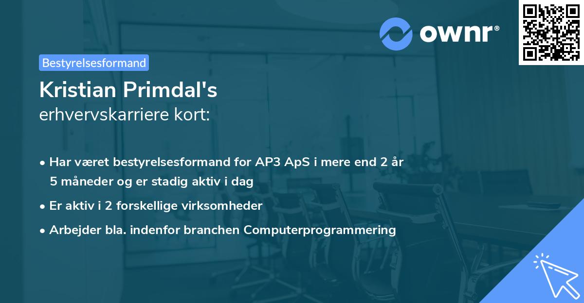 Kristian Primdal's erhvervskarriere kort