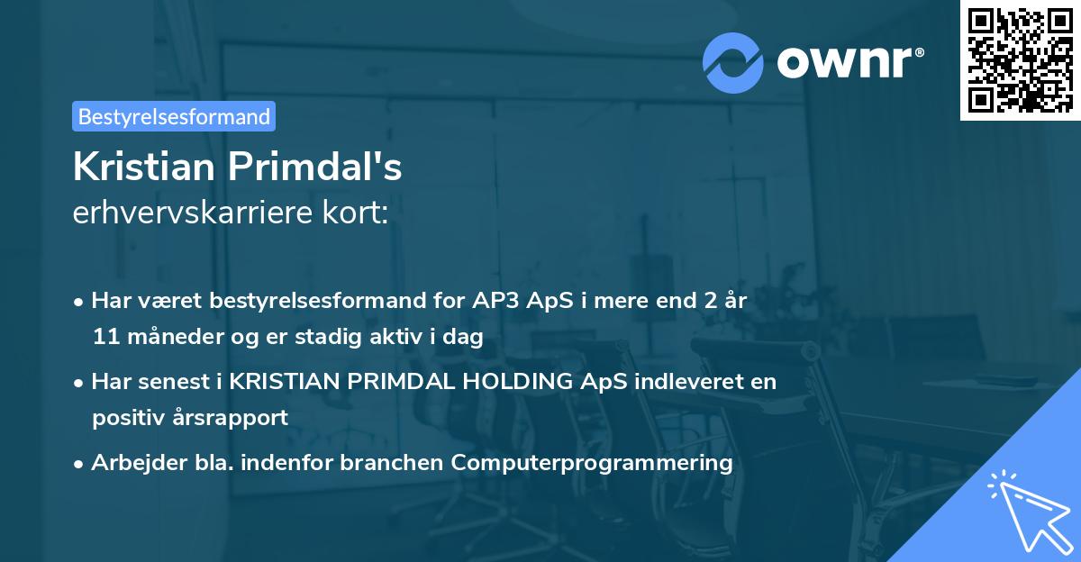 Kristian Primdal's erhvervskarriere kort