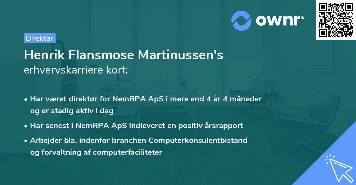 Henrik Flansmose Martinussen's erhvervskarriere kort