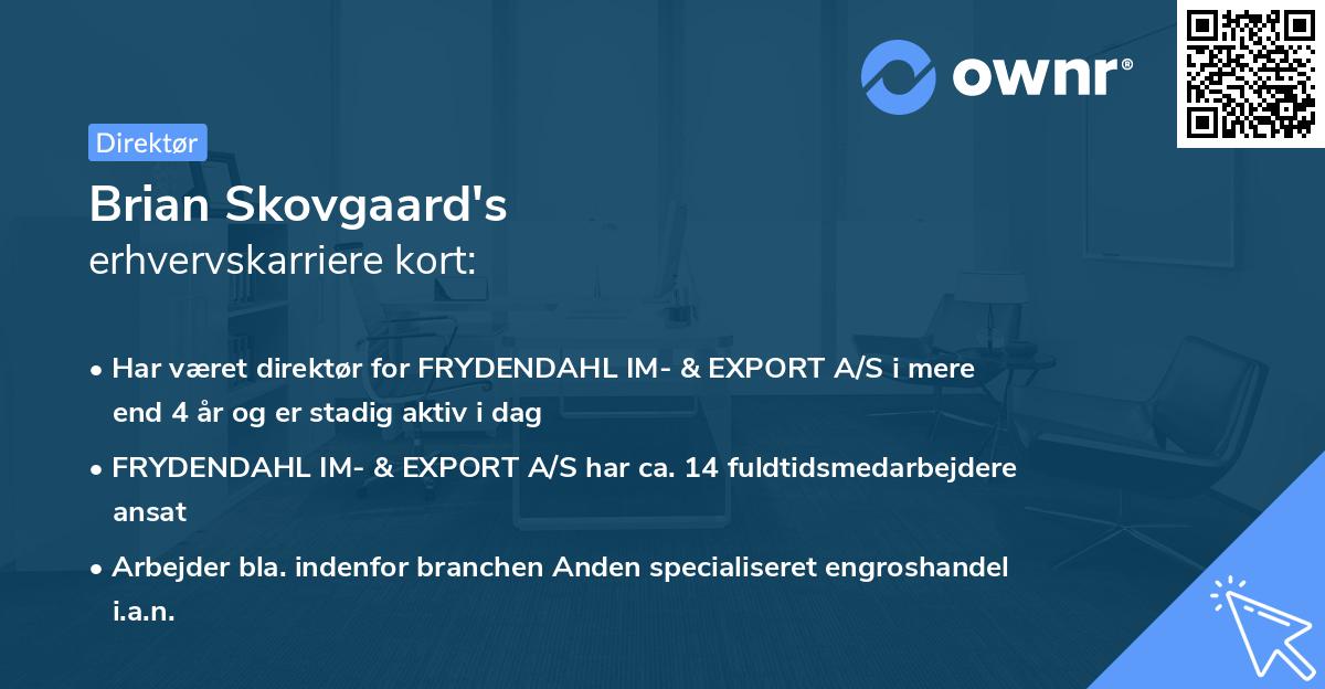 Brian Skovgaard's erhvervskarriere kort