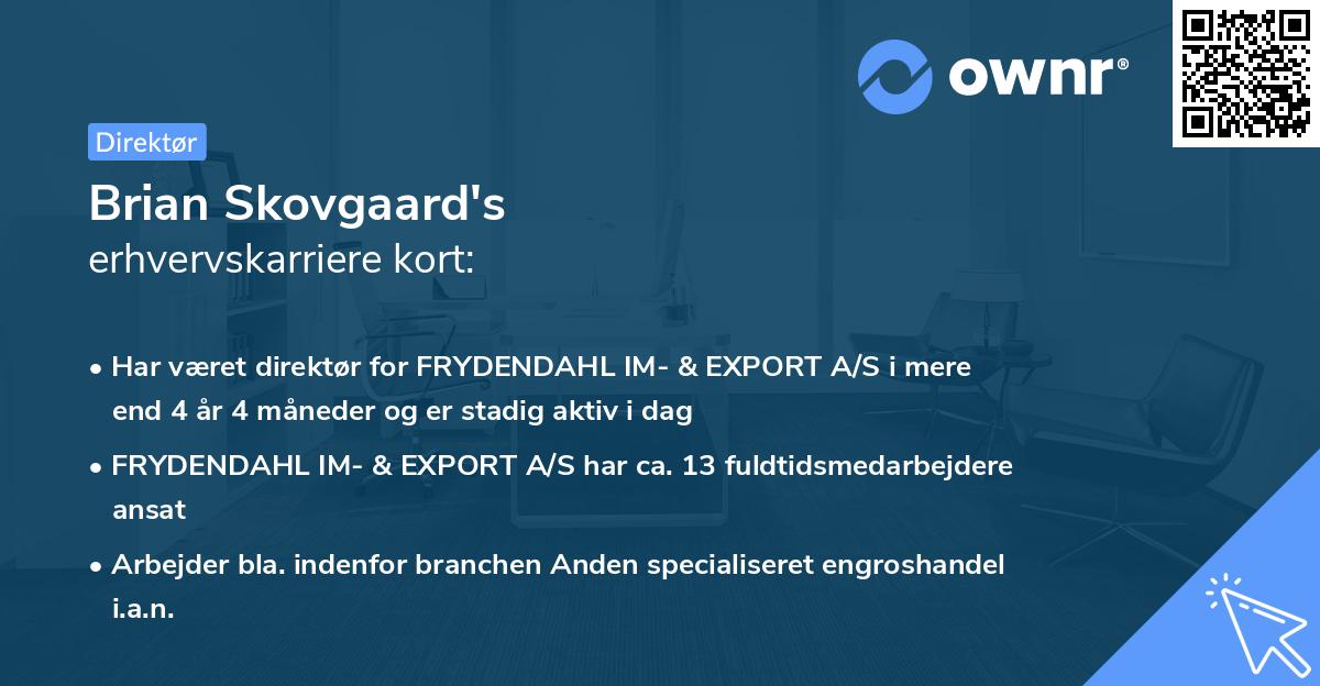 Brian Skovgaard's erhvervskarriere kort