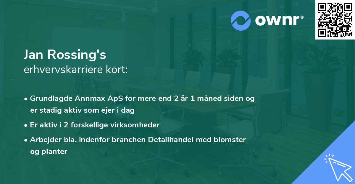 Jan Rossing's erhvervskarriere kort