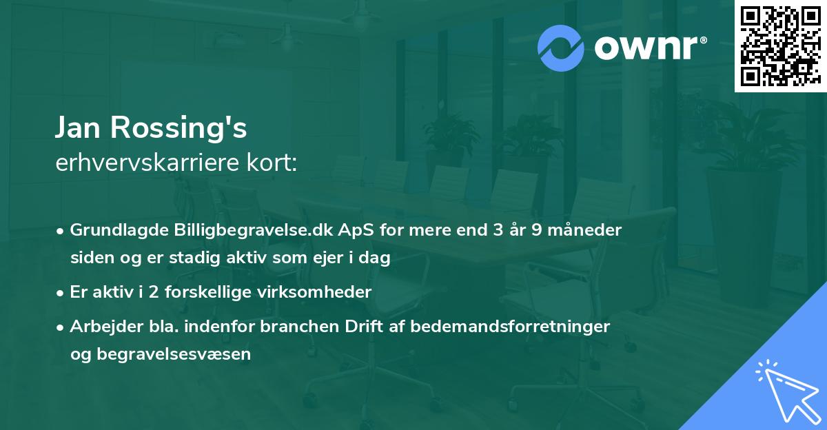 Jan Rossing's erhvervskarriere kort
