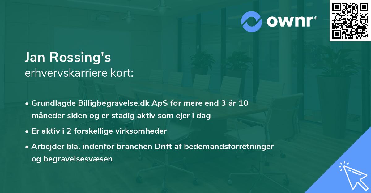 Jan Rossing's erhvervskarriere kort