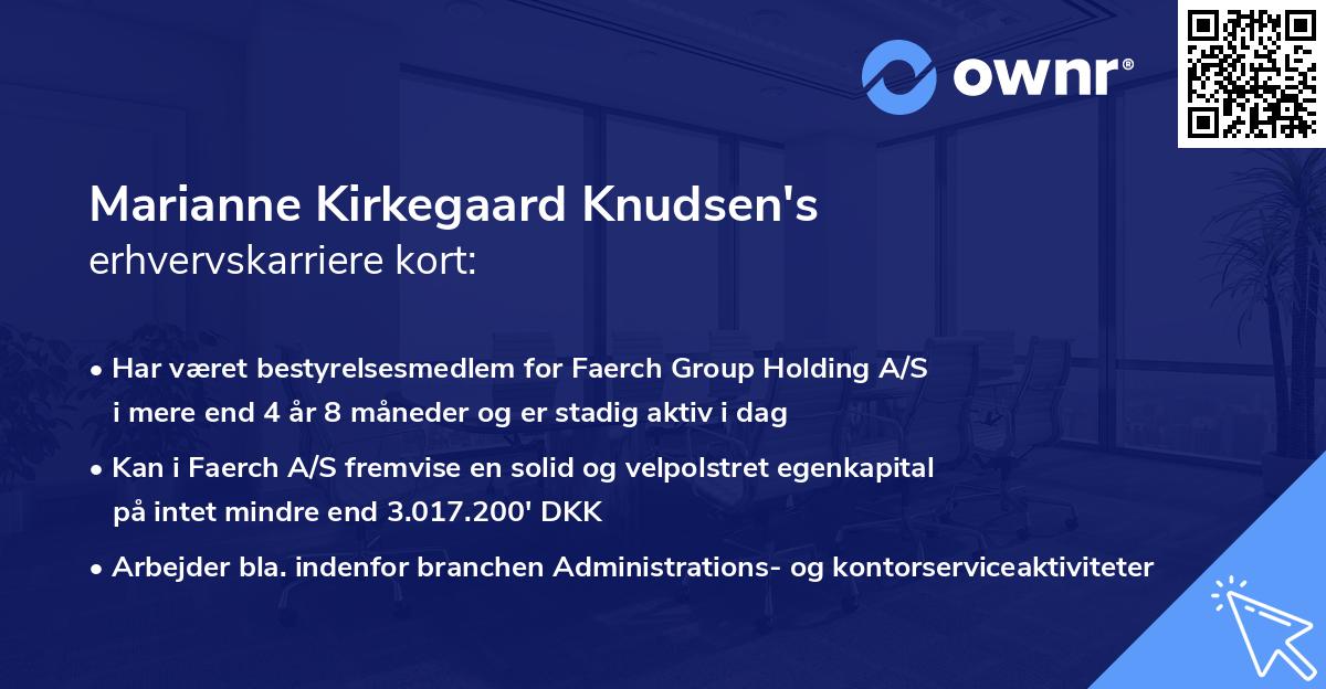 Marianne Kirkegaard Knudsen's erhvervskarriere kort