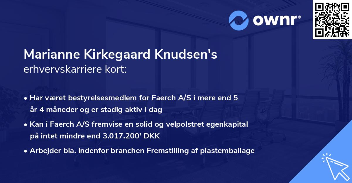 Marianne Kirkegaard Knudsen's erhvervskarriere kort