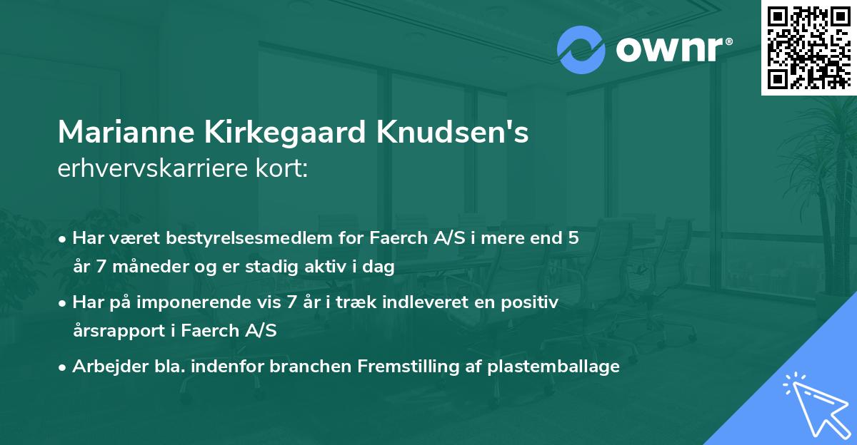 Marianne Kirkegaard Knudsen's erhvervskarriere kort