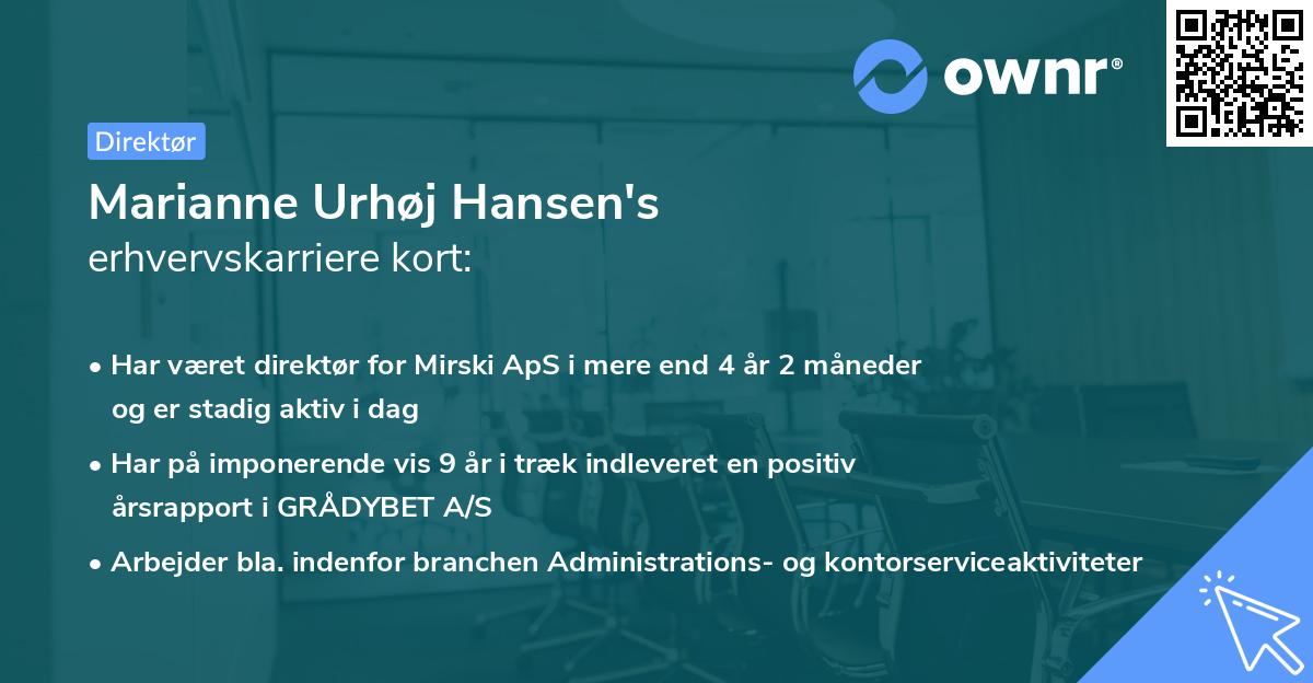 Marianne Urhøj Hansen's erhvervskarriere kort