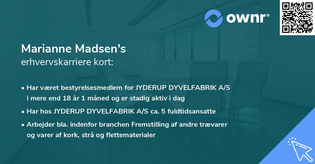 Marianne Madsen's erhvervskarriere kort