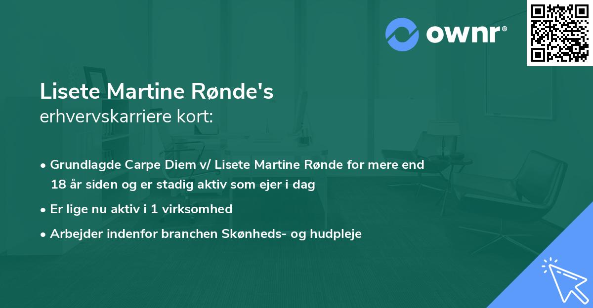 Lisete Martine Rønde's erhvervskarriere kort