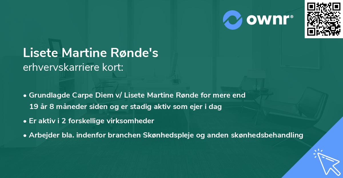 Lisete Martine Rønde's erhvervskarriere kort