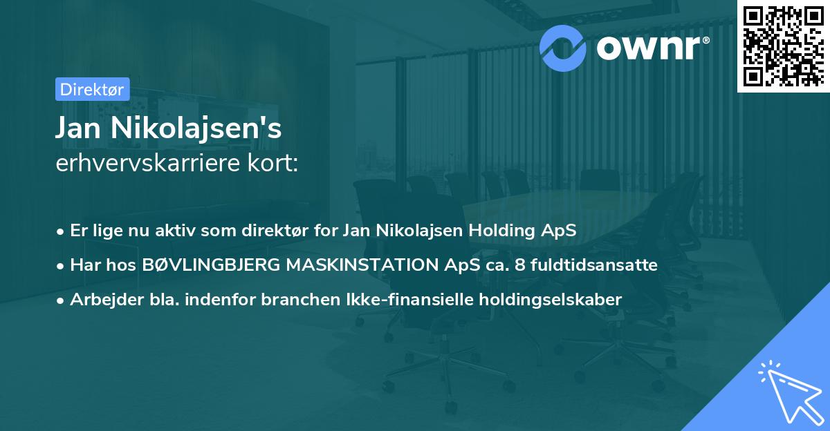Jan Nikolajsen's erhvervskarriere kort
