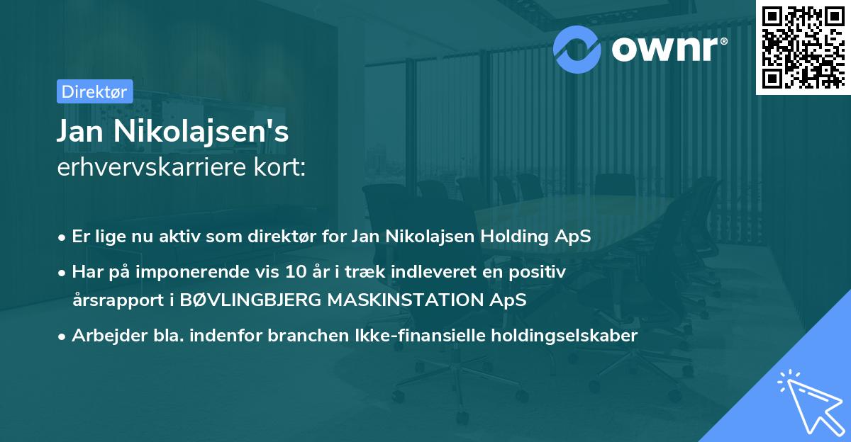 Jan Nikolajsen's erhvervskarriere kort
