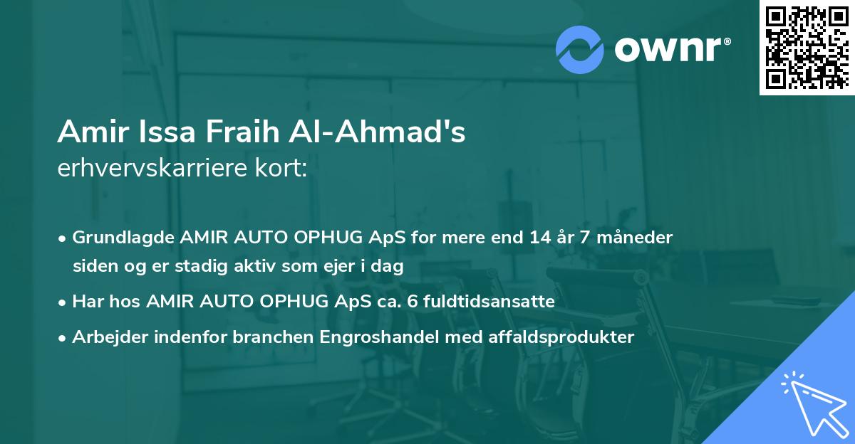 Amir Issa Fraih Al-Ahmad's erhvervskarriere kort
