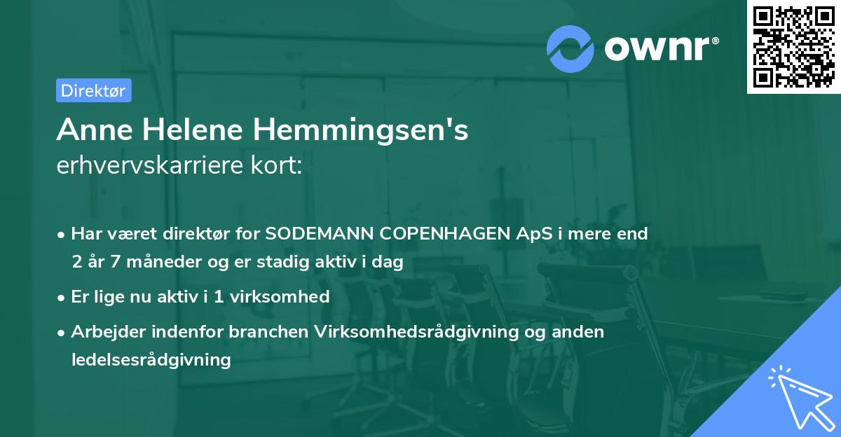 Anne Helene Hemmingsen's erhvervskarriere kort
