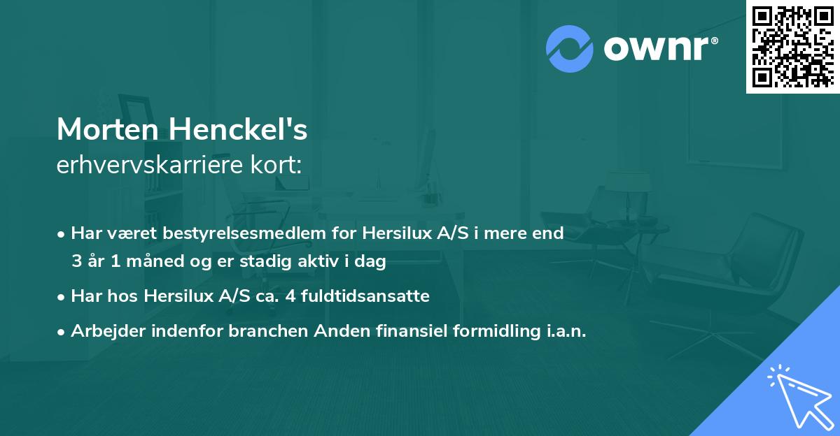 Morten Henckel's erhvervskarriere kort