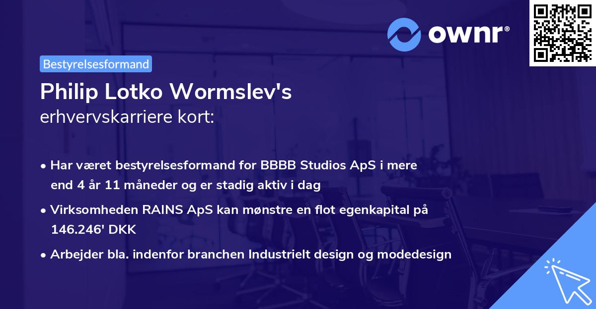 Philip Lotko Wormslev's erhvervskarriere kort