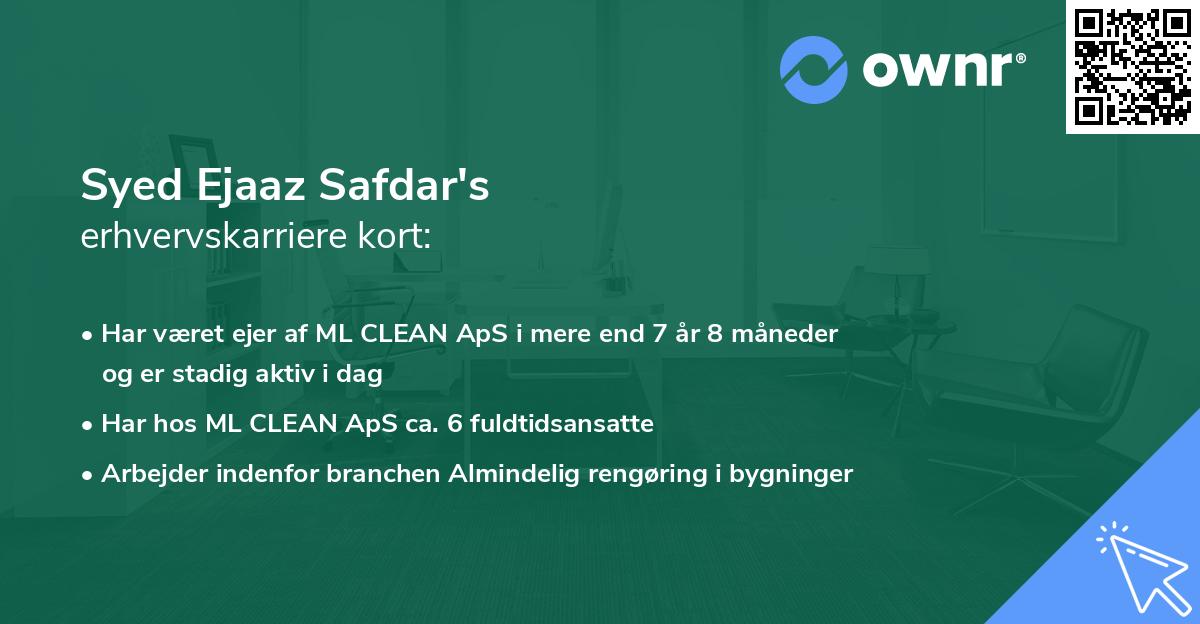 Syed Ejaaz Safdar's erhvervskarriere kort