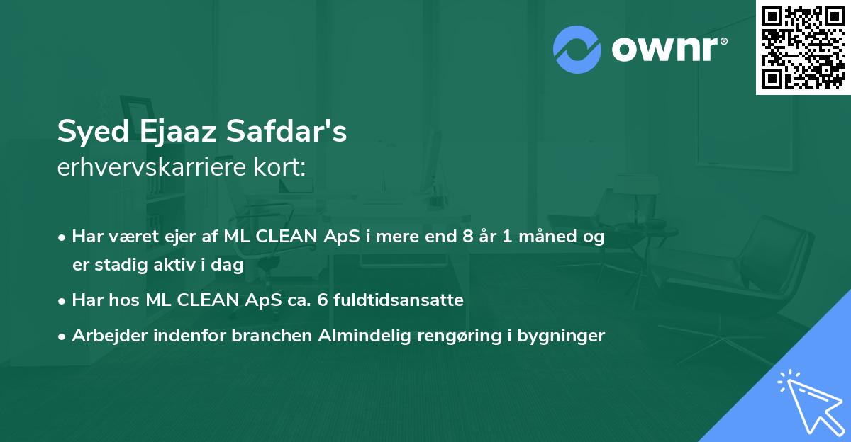 Syed Ejaaz Safdar's erhvervskarriere kort