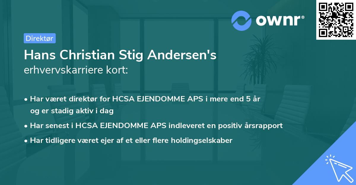 Hans Christian Stig Andersen's erhvervskarriere kort