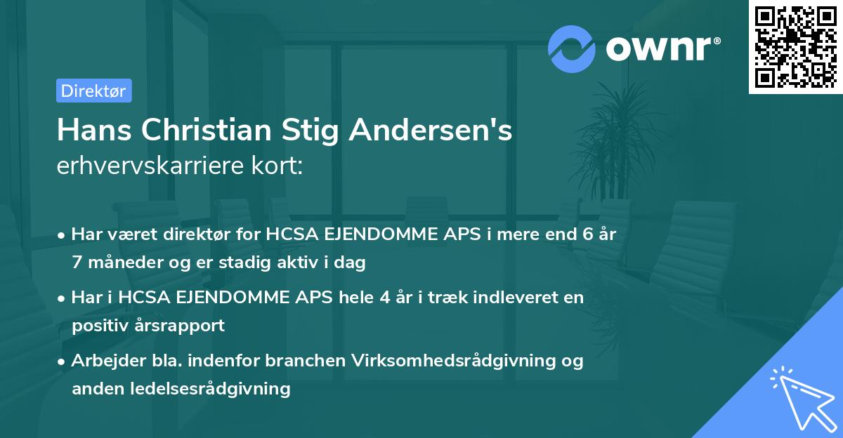 Hans Christian Stig Andersen's erhvervskarriere kort
