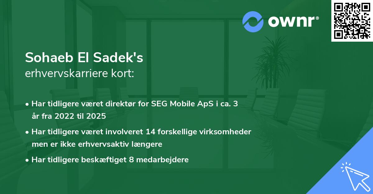 Sohaeb El Sadek's erhvervskarriere kort