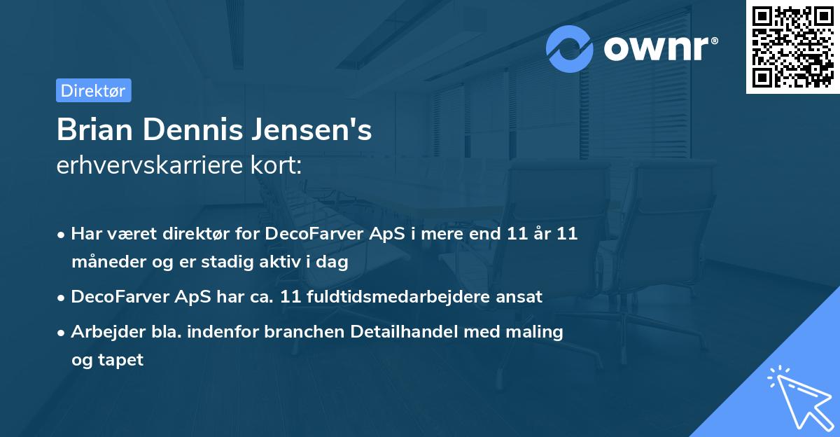 Brian Dennis Jensen's erhvervskarriere kort