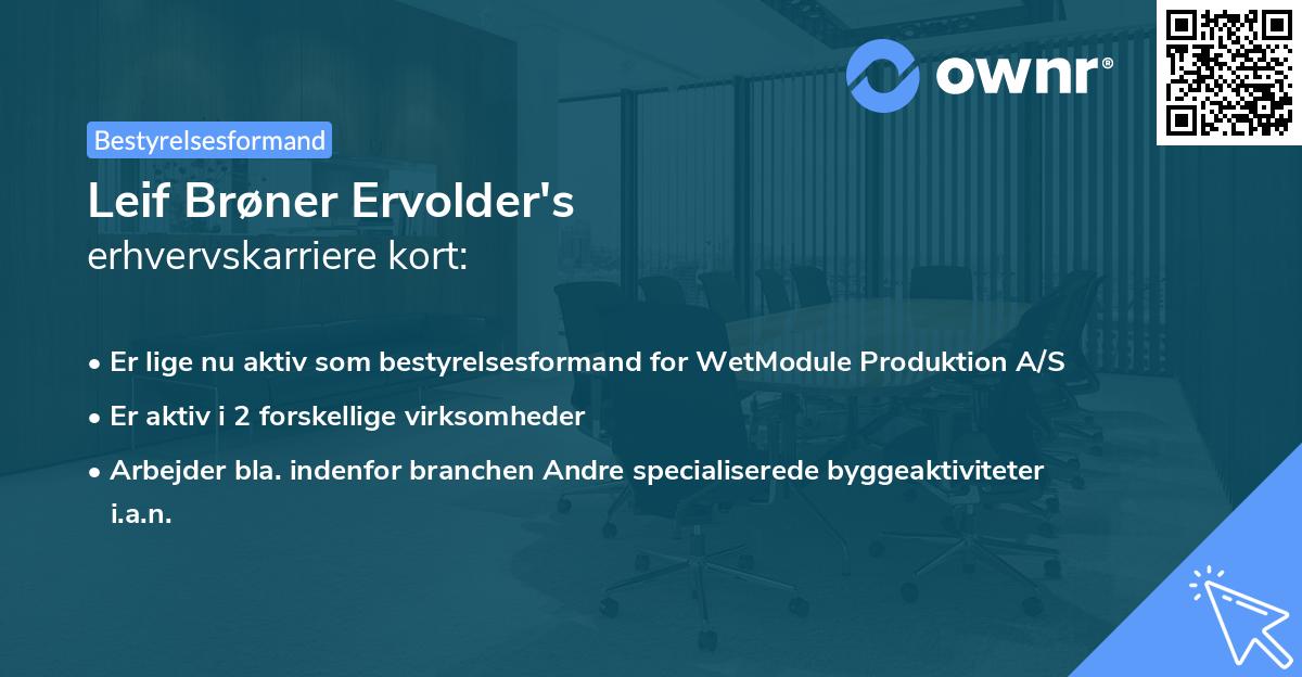 Leif Brøner Ervolder's erhvervskarriere kort