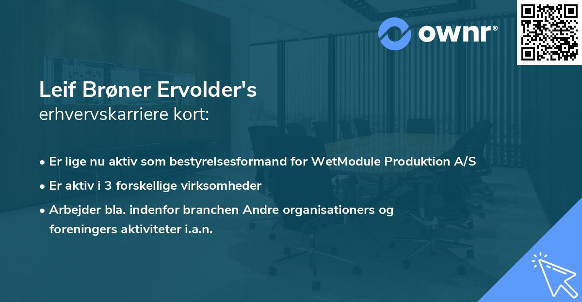 Leif Brøner Ervolder's erhvervskarriere kort