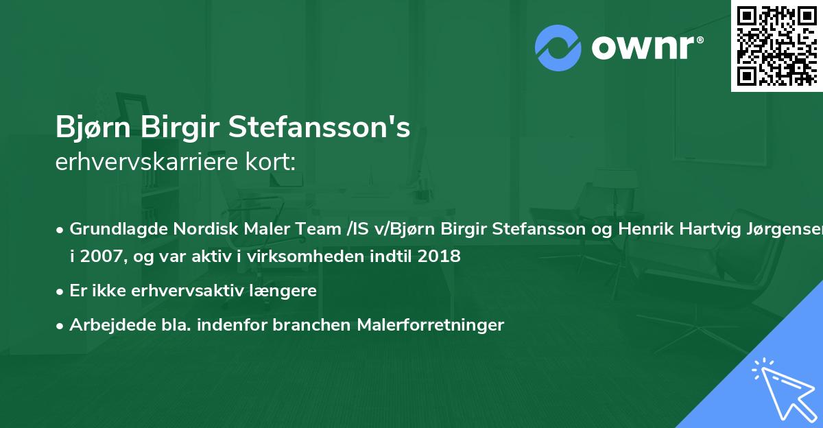 Bjørn Birgir Stefansson's erhvervskarriere kort