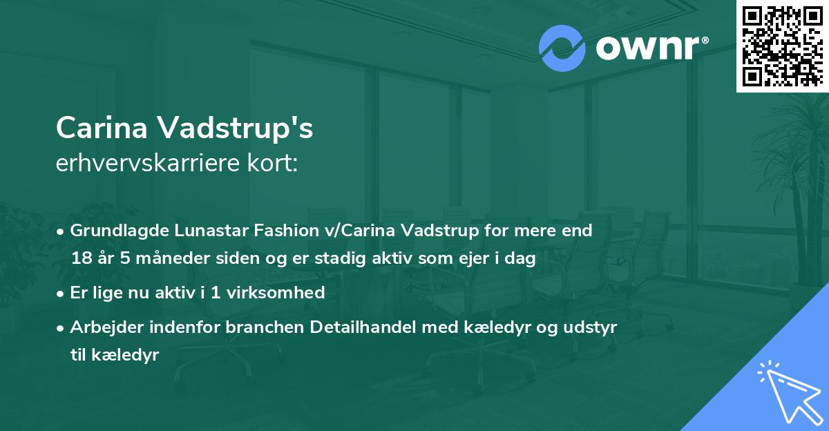 Carina Vadstrup's erhvervskarriere kort
