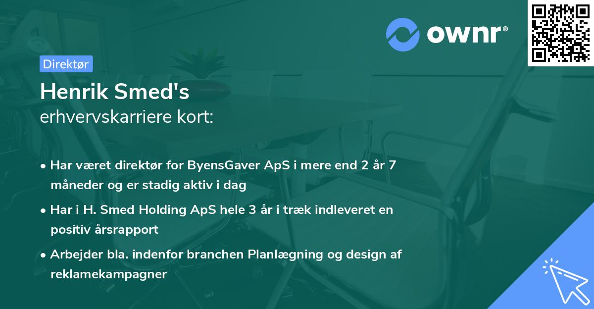 Henrik Smed's erhvervskarriere kort