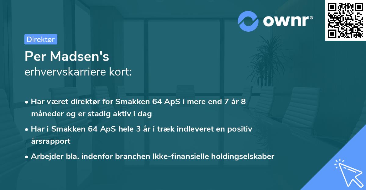 Per Madsen's erhvervskarriere kort