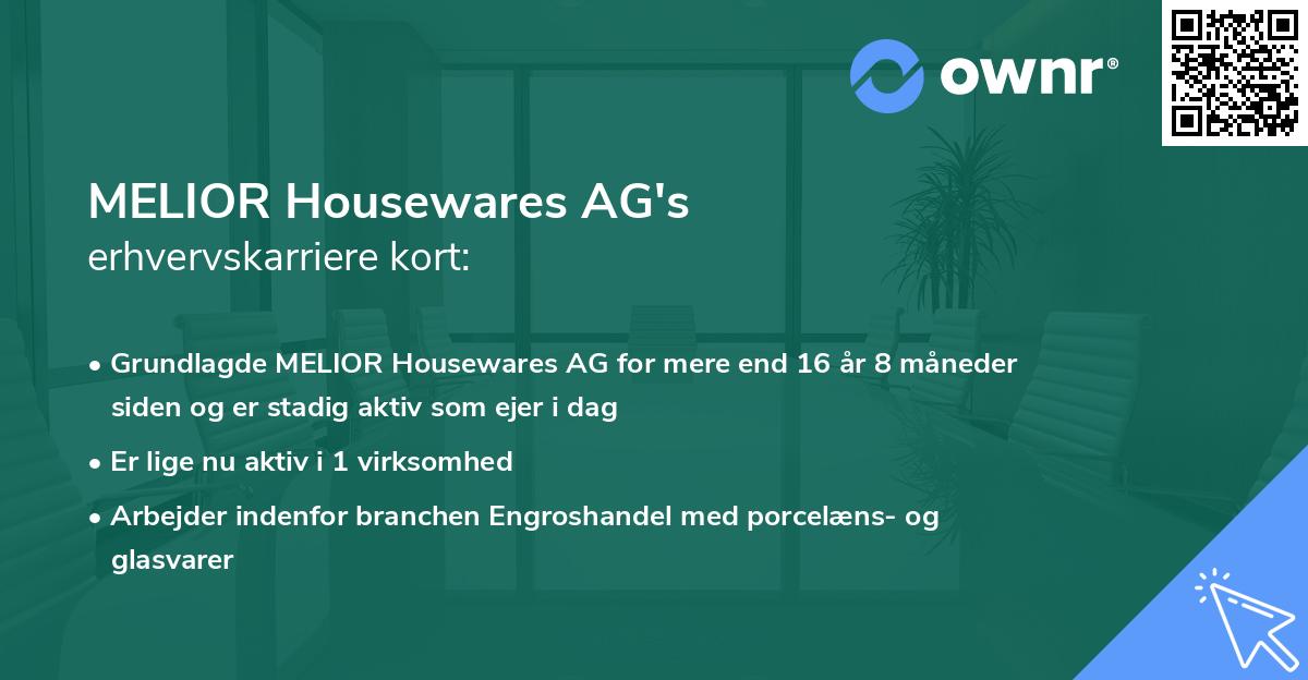 MELIOR Housewares AG's erhvervskarriere kort