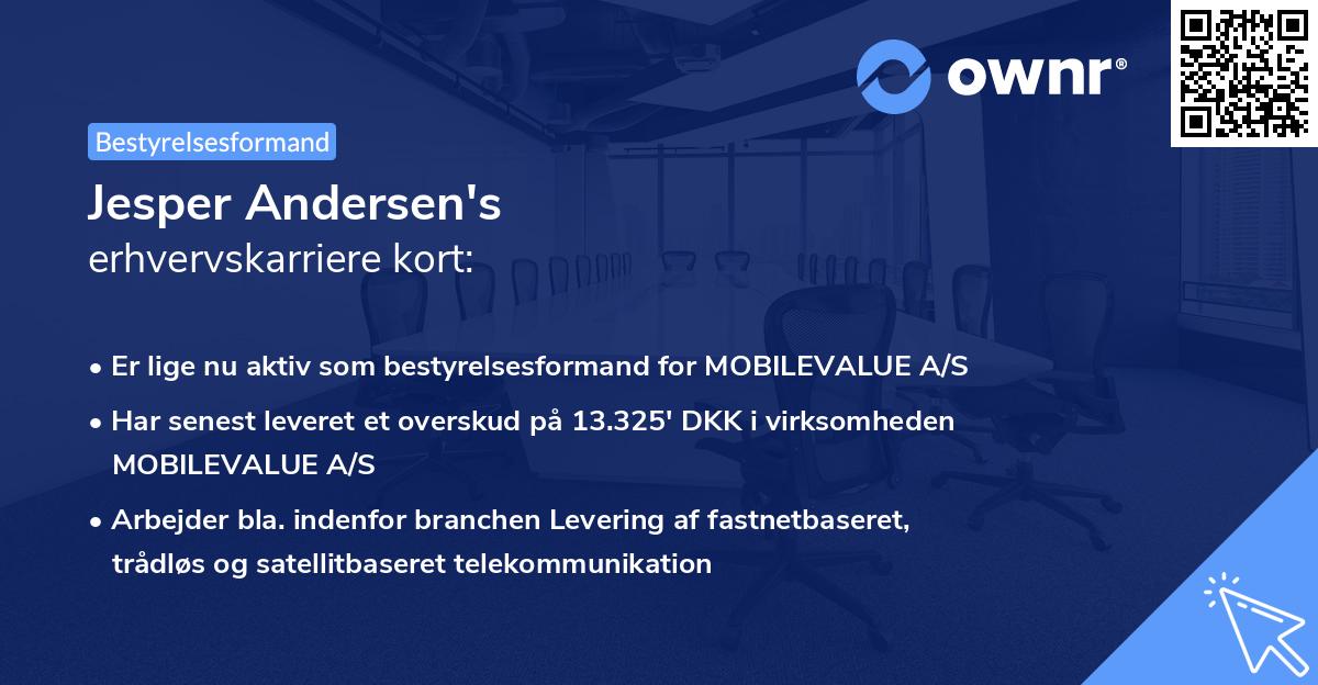 Jesper Andersen's erhvervskarriere kort