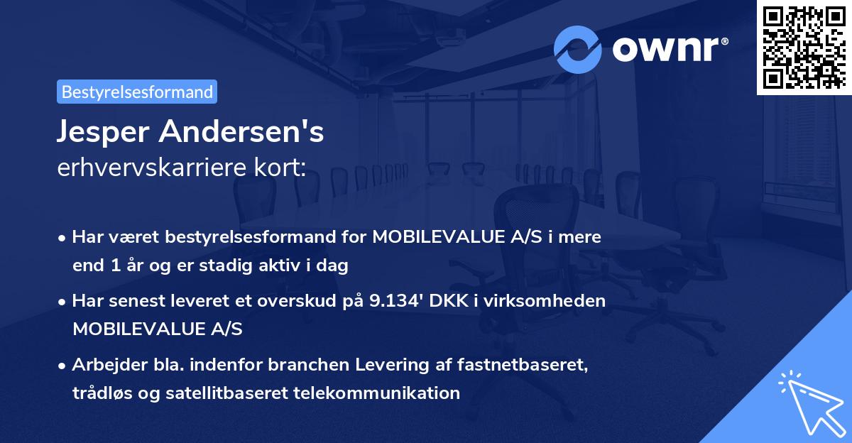 Jesper Andersen's erhvervskarriere kort