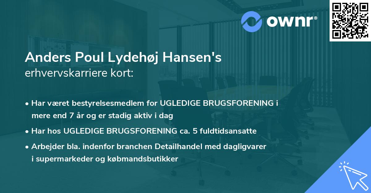Anders Poul Lydehøj Hansen's erhvervskarriere kort