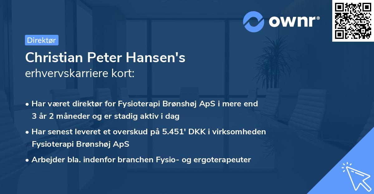 Christian Peter Hansen's erhvervskarriere kort