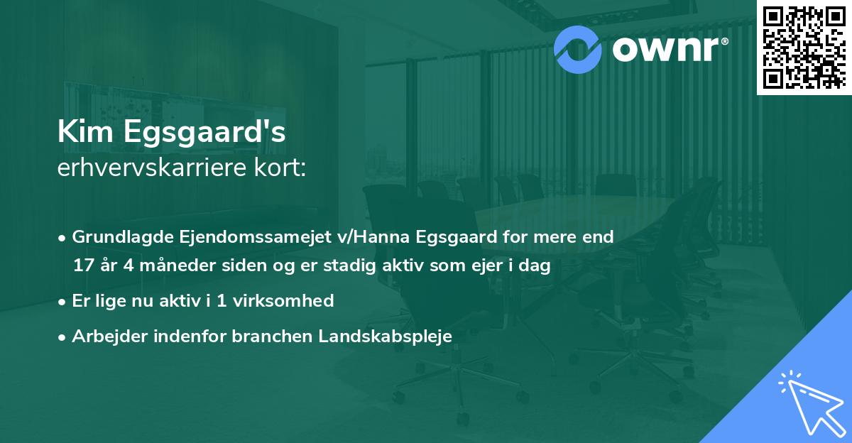Kim Egsgaard's erhvervskarriere kort
