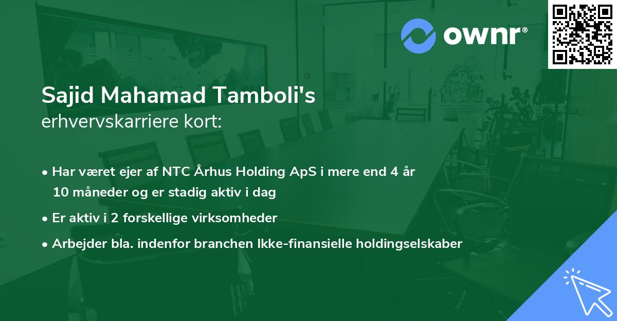 Sajid Mahamad Tamboli's erhvervskarriere kort