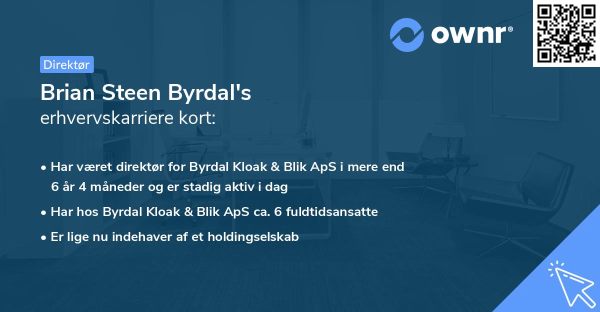 Brian Steen Byrdal's erhvervskarriere kort