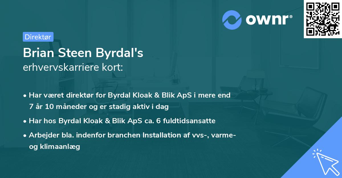 Brian Steen Byrdal's erhvervskarriere kort
