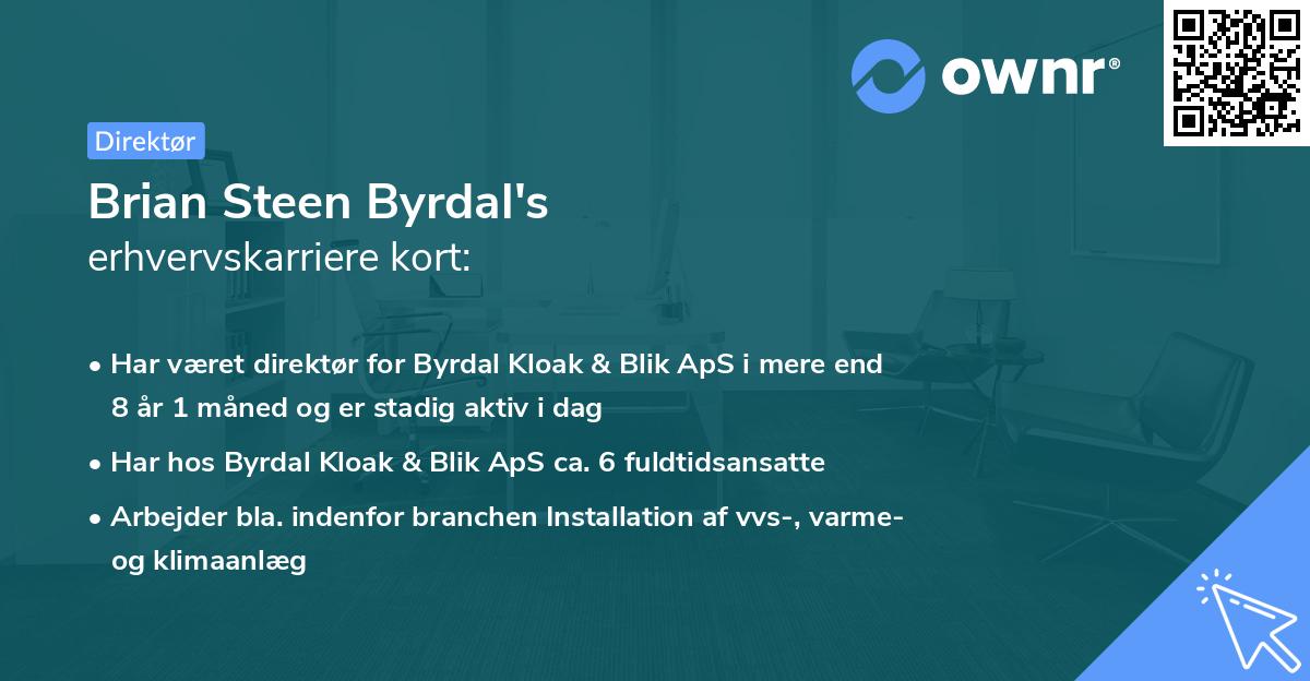 Brian Steen Byrdal's erhvervskarriere kort