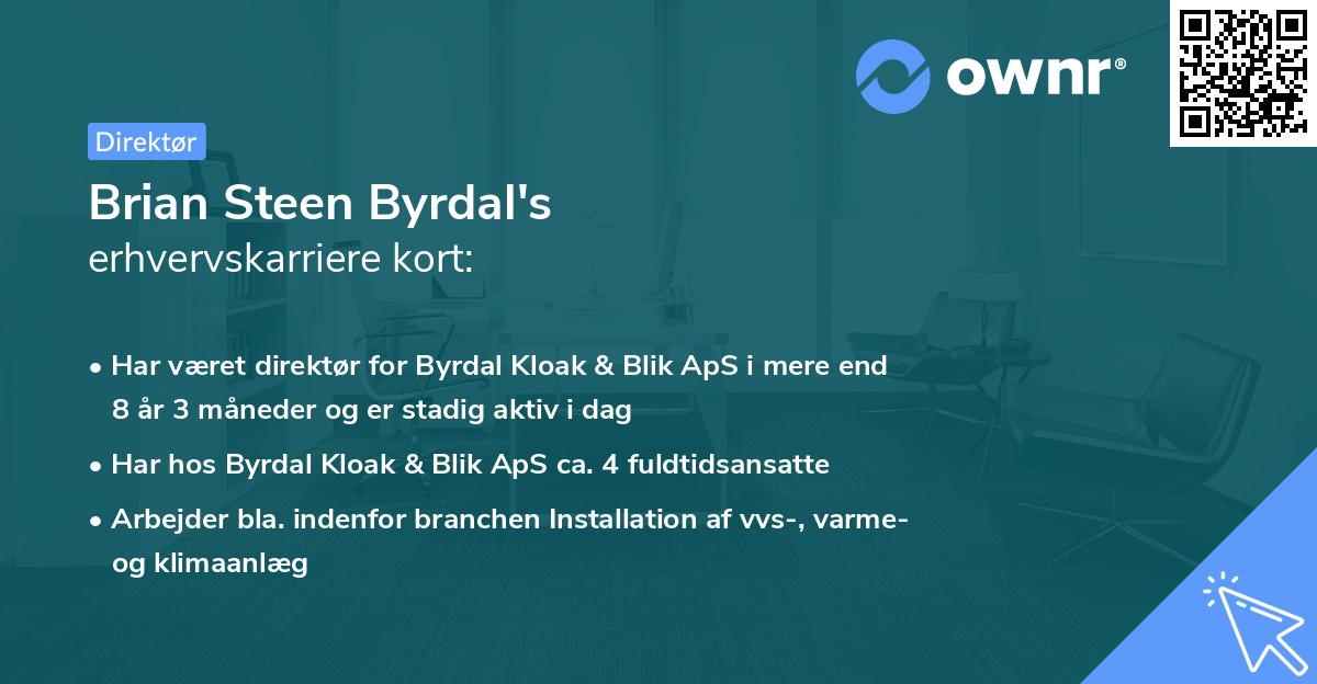 Brian Steen Byrdal's erhvervskarriere kort