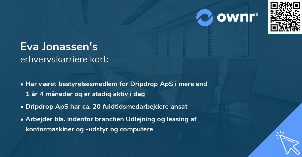 Eva Jonassen's erhvervskarriere kort
