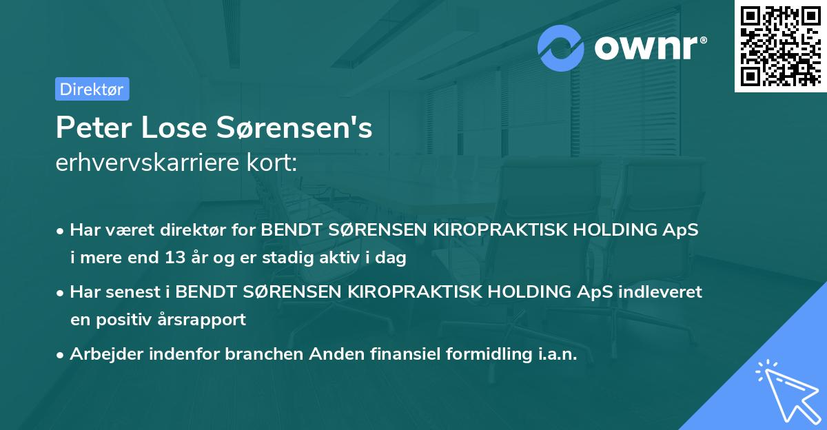 Peter Lose Sørensen's erhvervskarriere kort