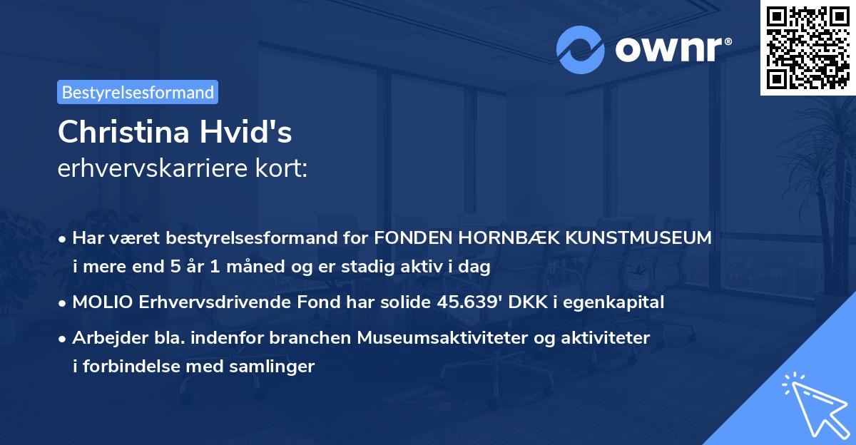 Christina Hvid's erhvervskarriere kort